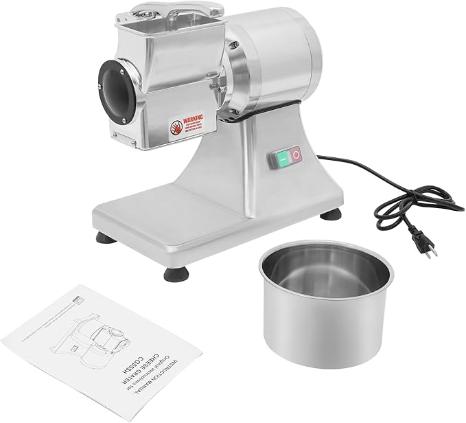 Electric Cheese Grater, 550W Heavy Duty Food Shredder Stainless Steel Electric Cheese Grinder Rollers Are Detachable and Practical Protective Cover for Hard Cheese Garlic Nuts Ginger Chocolate Chili