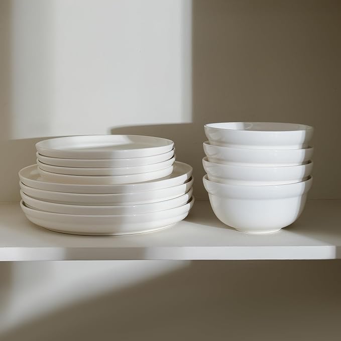 Stone Lain Virtuo 12-Piece Dinnerware Set Porcelain, White