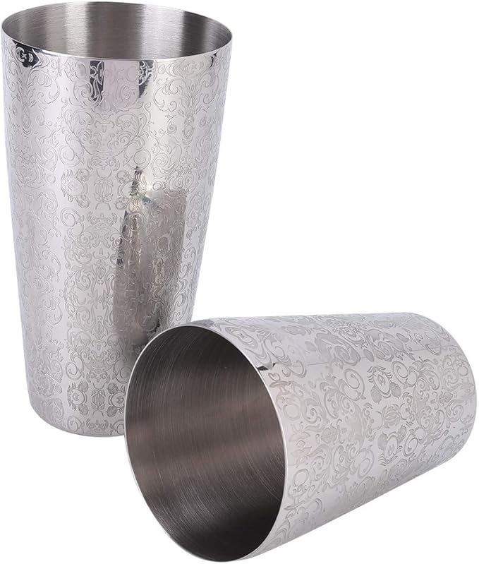 Estink Shaker Cocktail Shaker Set Bar Mixing Tin 304 Stainless Steel Bartender Tools with Engraved Pattern for Iced Coffee Cocktail Tea