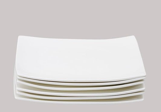 Bone China Elegance White Square Plate 6.5", Set of 6 Pieces