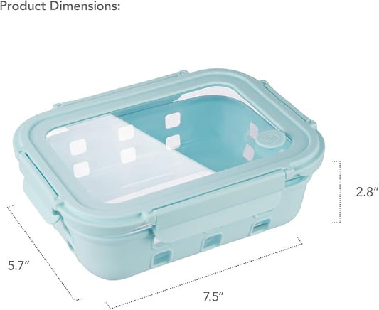 4.4 Cup Glass Food Storage Containers 5-Pack, Airtight Meal Prep Containers with Tempered Glass Lids & Non-Slip Sleeve, Leakproof, BPA-Free, Stackable, for Microwave, Dishwasher, Freezer
