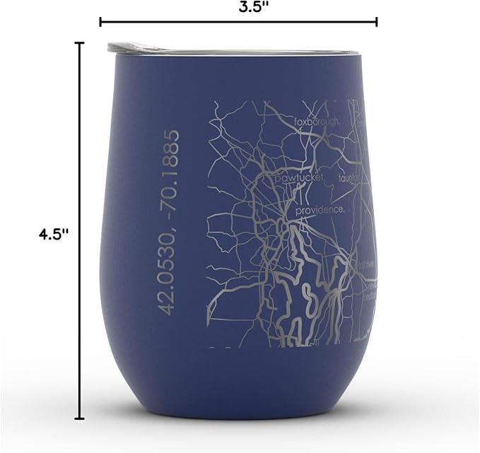 Well Told Engraved Cape Cod Massachusetts Map Insulated Wine Tumbler, Etched Stainless Steel Cup (12 oz, Midnight Blue) City Map Insulated Tumbler, Custom Insulated Tumbler, Outdoor Drinkware