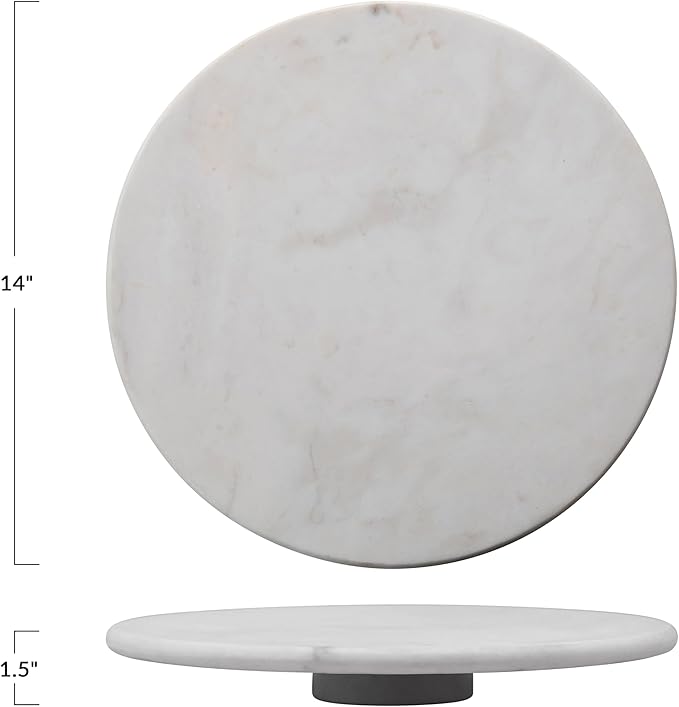 Creative Co-Op Marble Lazy Susan, White