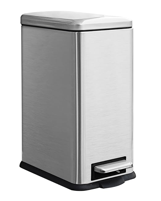 Large Bathroom Trash Can, 16.7L/ 4.4 Gallon Trash Can with Removable Wastebasket, Hand Free Garbage Can with Soft close Lid, Stainless Steel Skinny Trash Bin for Bedroom, Home Office, Silver