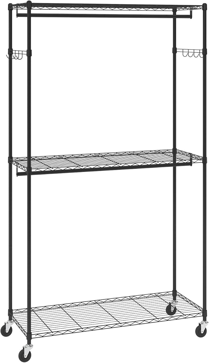 VEVOR Clothing Garment Rack, Heavy Duty Closet Wardrobe, Adjustable Tiers Clothes Racks with Steel Frame, for Bedroom, Clothing Store, Hallway