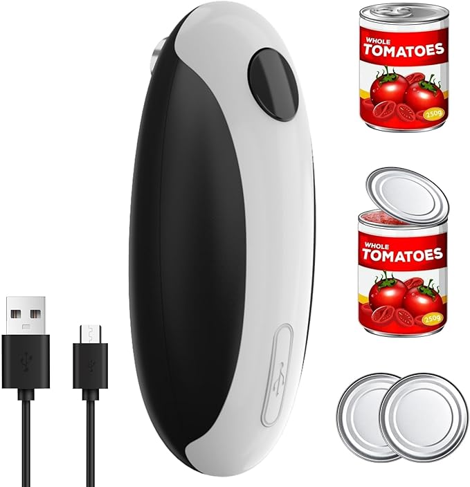 Rechargeable Electric Can Opener, Automatic Can Opener, Fast Speed & Smooth Side, Handheld Tin Jar Kitchen Tool Enduring Tin Jar Opener Kitchen Tool for Weak Hands, Seniors