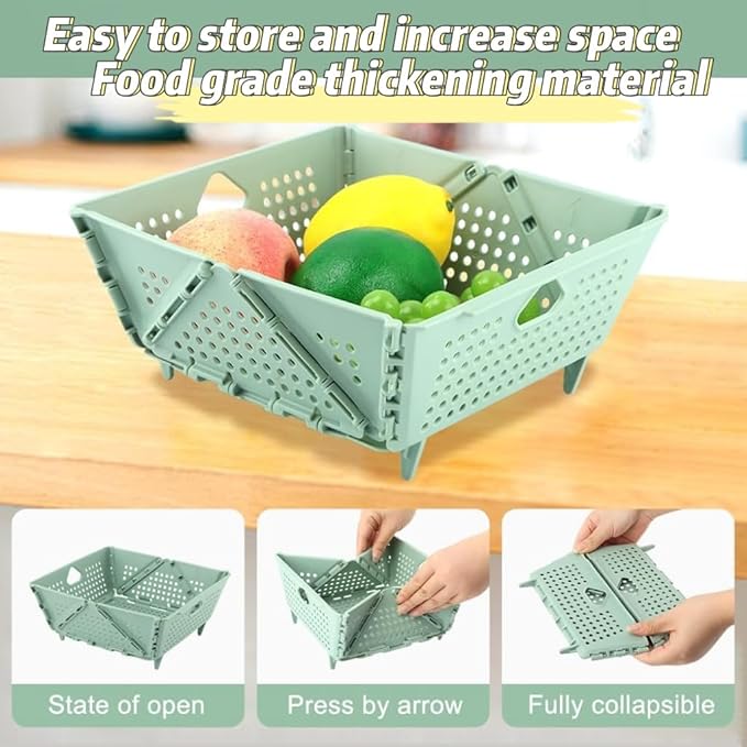 Thickened Collapsible multifunctional Strainers and Colander for Kitchen, Wash Foldable Storage Drain basket for Pasta, Fruit, Vegetables, snack，Berry Space-Saving ，RV Stackable Storage, Food cleaning