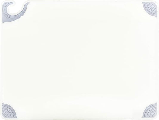 San Jamar Saf-T-Grip Plastic Cutting Board with Safety Hook, 18" x 24" x 0.5", White