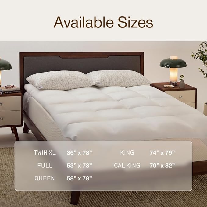 Coop Home Goods Essence Down Alternative Mattress Topper Queen, Plush 2-Inch Gusset and Baffle Box Design for Even Support and Comfort, Premium Bed Topper for Pressure Relief, Oeko-TEX Certified