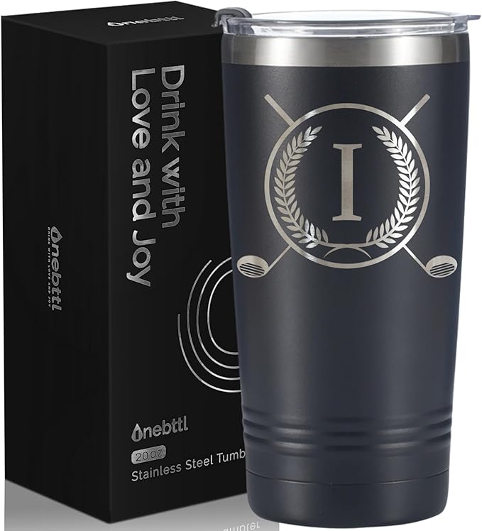 Onebttl Golf Gifts for Men with Initial for Golfer & Golf Lovers, 20oz Travel Mug, Perfect Gifts for Men, Birthday, Christmas - I