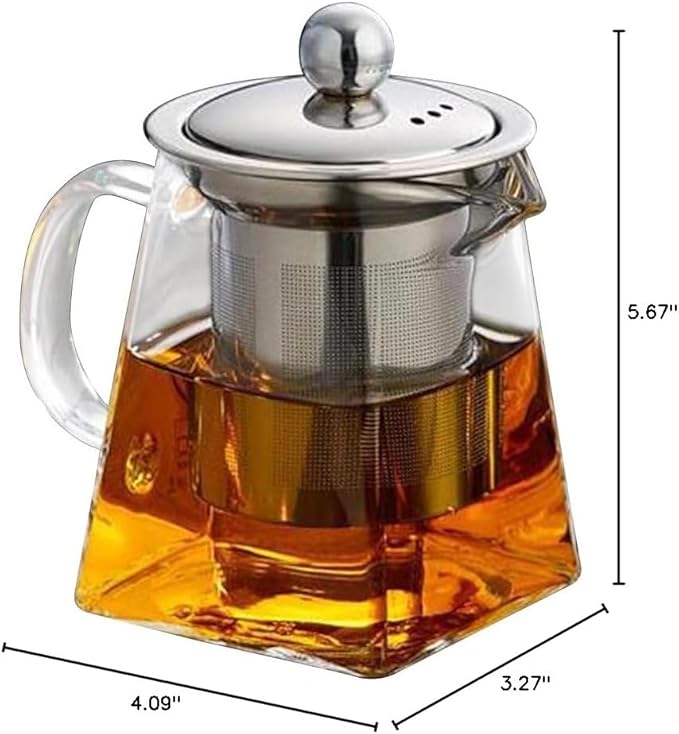 Homoyoyo Tea Kettle Stovetop Whistling Glass Tea Pot Strainer 950ml Infuser Teapot Kettle for