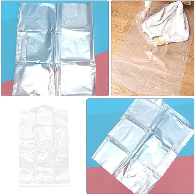 VICASKY 12pcs Clear Garment Rack Cover with Hanger Opening Transparent Dress Protectors Shoulder Protector Covers Disposable Clothing Storage Bags for Dry Cleaners and Home Use
