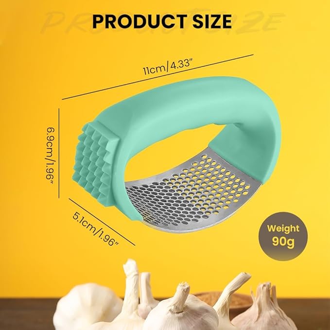 Stainless Steel Garlic Presser, 2024 New Garlic Press Rocker Garlic Mincer Garlic Crusher,Kitchen Garlic Press Mincer Crusher Solid Stainless Steel with Handle (Black)