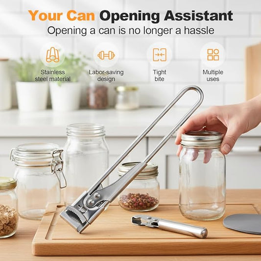 Adjustable Stainless Steel Jar Opener, 2026 New Can Opener for Weak Hands, Multifunctional Jar Lid Gripper Bottle Opener with Non Slip Grip, Kitchen Gadgets Accessories (2, S)