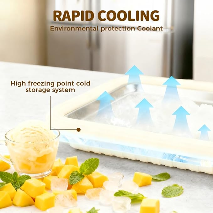 Rolled Ice Cream Maker Kit, New At-Home Stainless Steel Instant Freeze Plate with 2 Scrapers,DIY Rolled Ice Cream Tray Instant Ice Cream Maker (Green-2PCS)