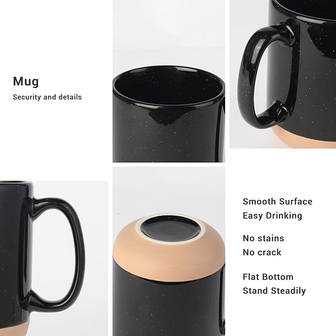 harebe 20 OZ Large Coffee Mug, Ceramic Tea Cup for Office and Home, Big Capacity with Handle, Microwave & Dishwasher Safe Cups for Men Women Mug Lovers, Black