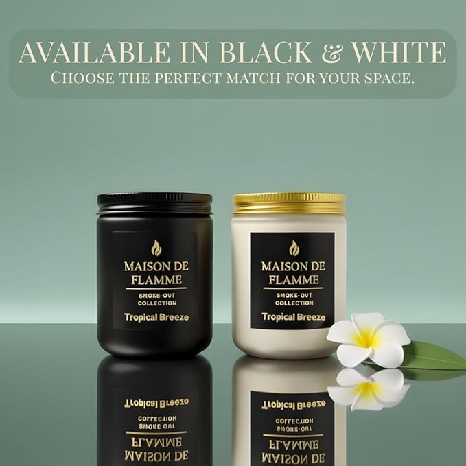 Tropical Breeze Odor-Eliminating Scented Candle (White Jar, 200g/7oz) | Long-Lasting Premium Soy Wax Candle for Smoke, Kitchen & Pet Odors
