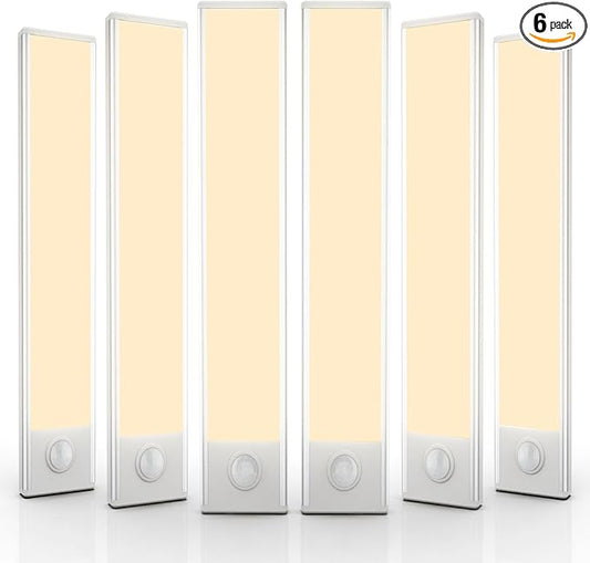 6 Pack Under Cabinet Lights Wireless, 58 LED Motion Sensor Light Indoor Rechargeable Magnetic Closet Lights Battery Operated, Under Counter Lights for Kitchen, Wardrobe, Stairs, Warm Light