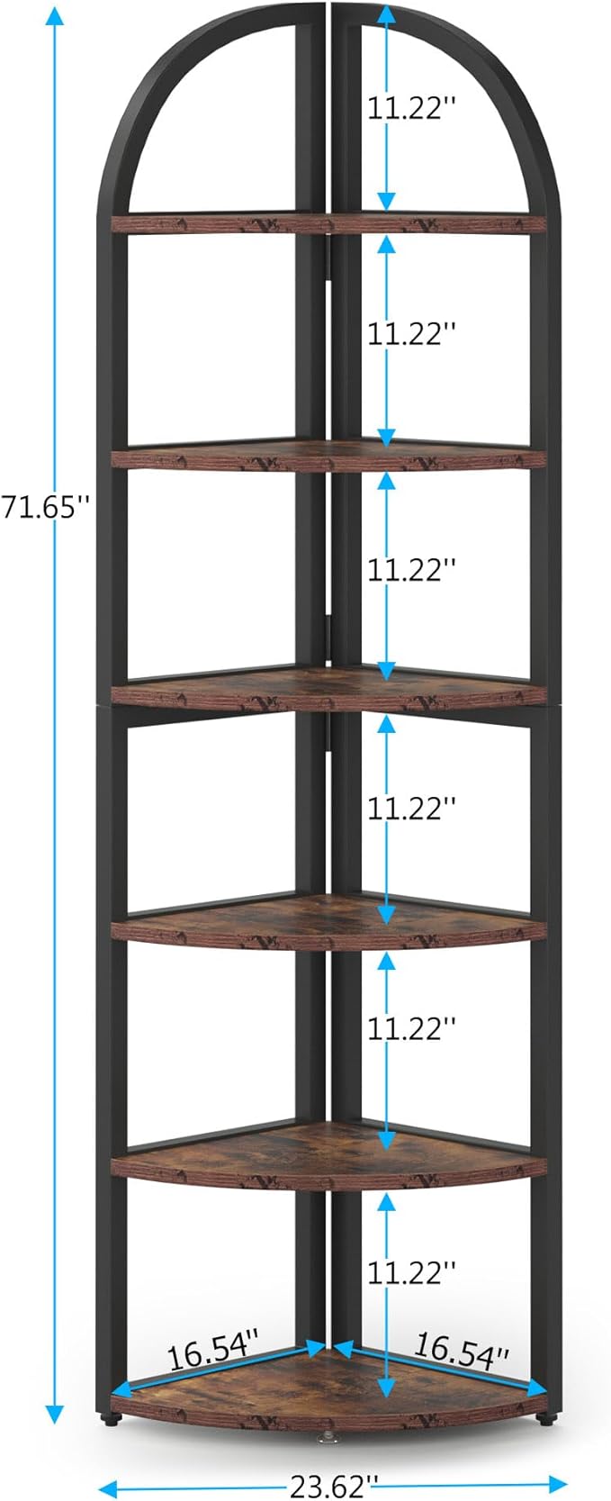 Tribesigns 6 Tier Corner Shelf, 71 inch Tall Corner Bookshelf for Small Space, Rustic Plant Stand Display Rack for Living Room, Home Office, Kitchen
