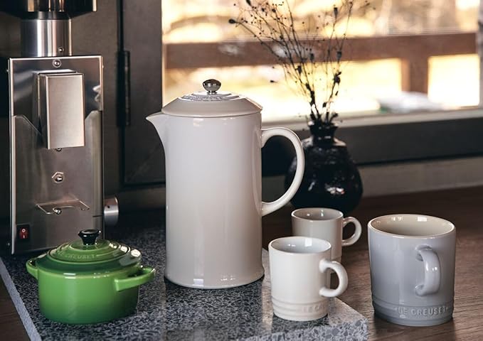Le Creuset Stoneware French Press, 34 oz., Meringue