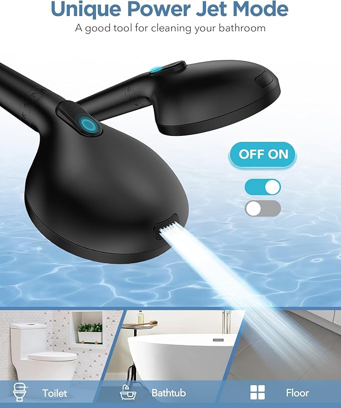 MakeFit Handheld Shower Head with Filter Matte Black - High Pressure 10 Spray Modes Filtered Shower Head with Hose, Bracket and Hard Water Shower Filters to Remove Chlorine and Heavy Metals