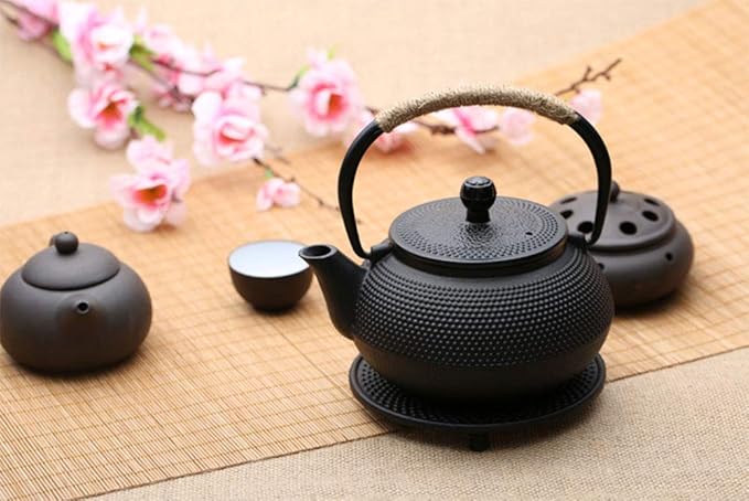 Hwagui - Cast Iron Teapot With Stainless Steel Infuser For Loose Leaf Tea And Teabags, Cast Iron Tea Kettle Stovetop Safe, 800ml/27oz