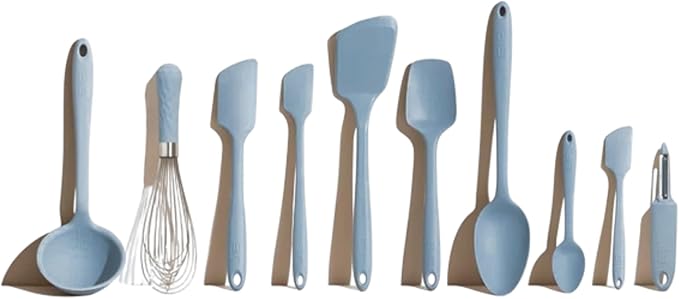 GIR: Get It Right 10-Piece Spatula Set & Silicone Utensils for Kitchen - Slate - Heat Resistant to 425°F - Dishwasher Friendly - Includes Ladle, Whisk, Potato Peeler & Kitchen Spoons