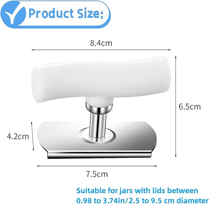 2024 New Effortless Arthritis Jar Opener - Jar Opener Bottle Opener for Weak Hands, Adjustable Grip Jar Openers for Seniors, Stainless Steel Easy Open Lid Opener - Simple But Powerful (White)