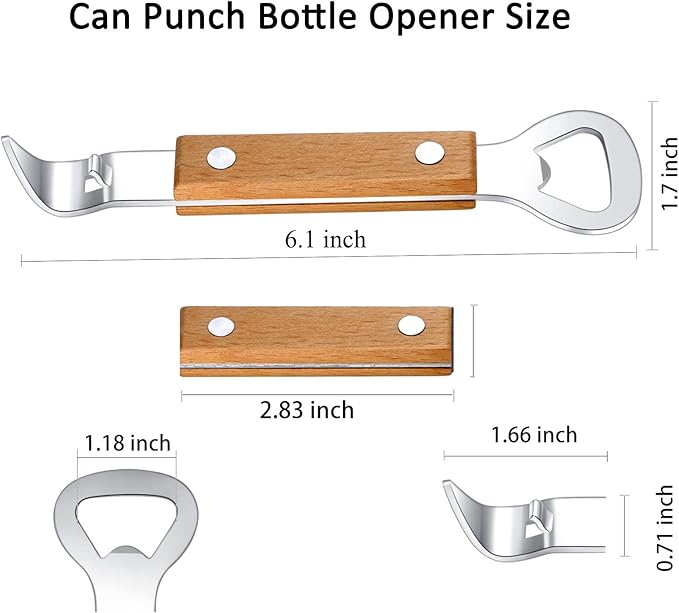 Can Punch Bottle Opener, Manual Stainless Steel Can Opener 2 Pack