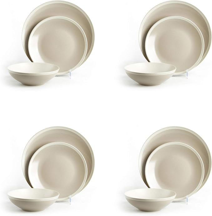 Rock Ridge Speckled Stoneware Dinnerware Set (12pc Set, Sands and Ivory)