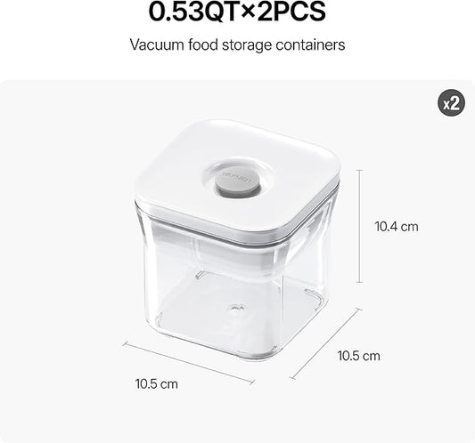 VAKUEN Premium Airtight Food Storage Containers, 2PC-SET(0.53qt), Smart One-Click Seal Lid, Patented Double Silicone Lining, 100% Leak Proof, BPA-FREE, Dishwasher, Freezer & Microwave Safe
