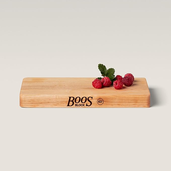 John Boos Chop-N-Slice Series Rectangular Wooden Maple Cutting Board 10”x5” – 1” Thick, 1.4-lb Reversible Butcher Block with Eased Corners & Edge-Grain – Made in the USA