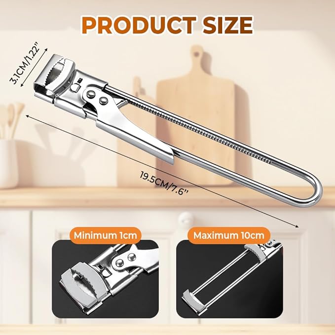 Adjustable Stainless Steel Jar Opener, 2026 New Metal Jar Opener for Canning Lids, Multifunctional Can Bottle Jar Lid Opener for Seniors (1PC)