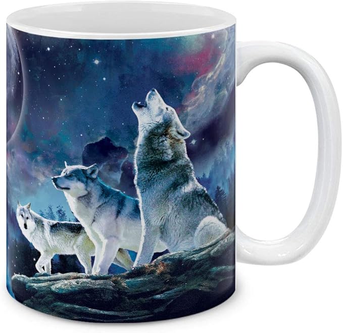 MUGBREW Wolf Pack Moon Ceramic Coffee Mug Tea Cup, 11 OZ
