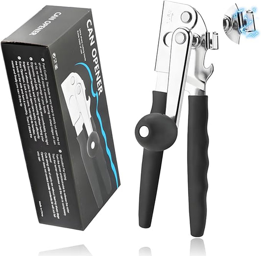 Commercial Can Openers Manual - Hand Crank Can Opener Heavy Duty With Comfortable Extra-Long Handles Swing Away Can Opener for Seniors 3 In 1 Large Handheld Can Open With Ergonomic Handle