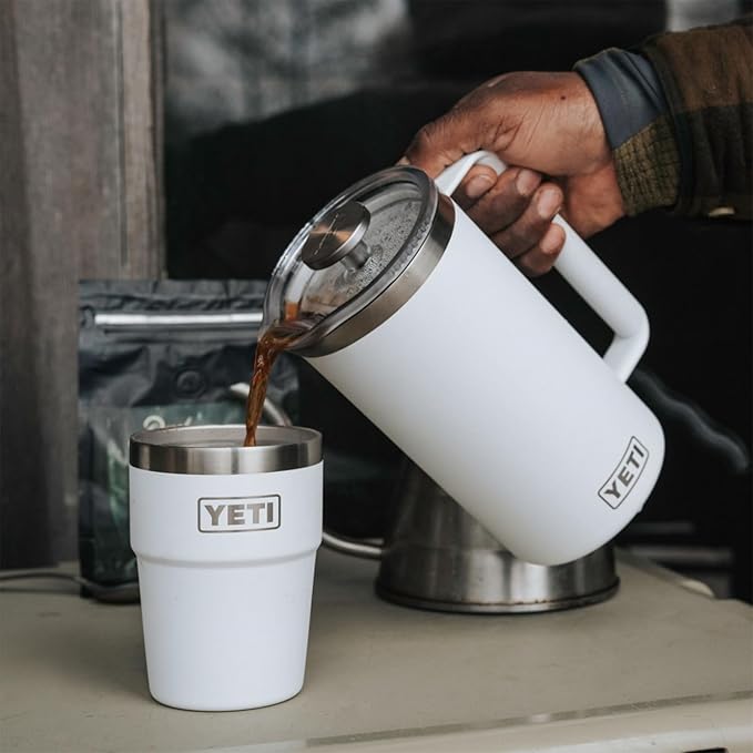 YETI Rambler 34 oz. French Press Coffee Maker, with GroundsControl Filter, White
