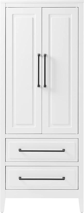 Crosley Furniture Genevieve Pantry Storage Cabinet with Shelves, Kitchen, Dining, or Laundry Room, White
