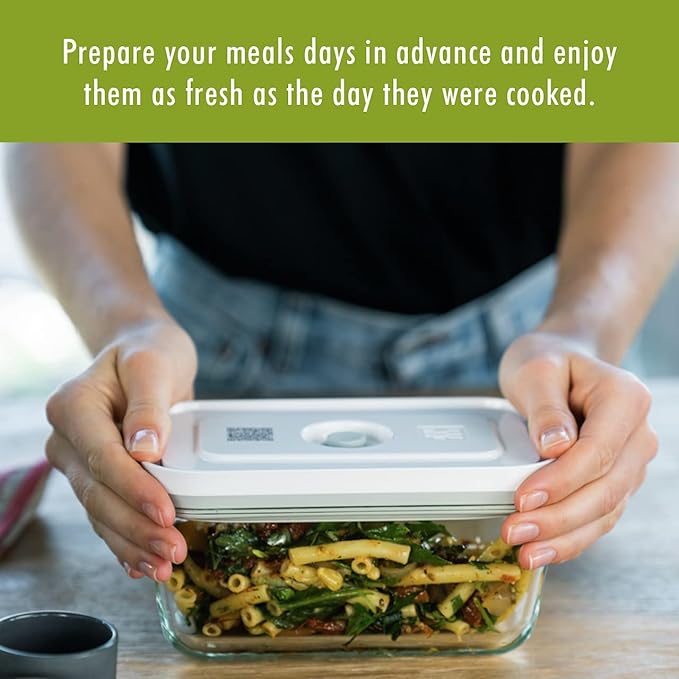ZWILLING Fresh & Save 2-Piece Medium Glass Vacuum Sealer Food Storage Container with Airtight Lids
