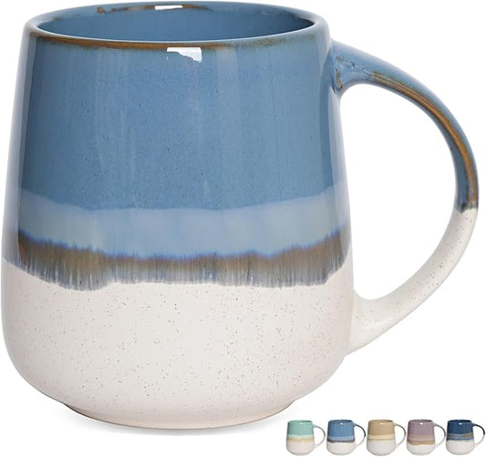 Bosmarlin Extra Large Ceramic Coffee Mug, 23 Oz, Dishwasher and Microwave Safe, Oversized Big Tea Cup for Office and Home (Blue)