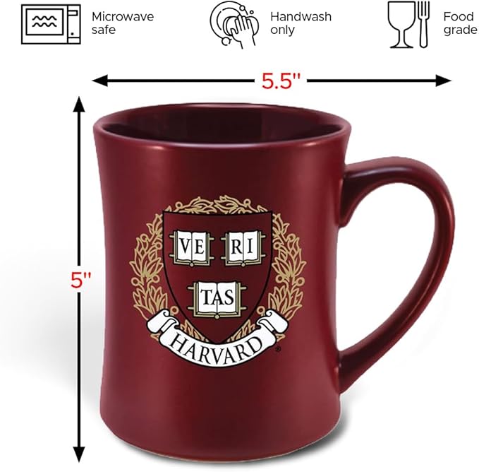 Harvard Crimson Ceramic 16oz Sculpted Mug – Official Team Logo Coffee Cup – Handwash Recommended – Individually Boxed