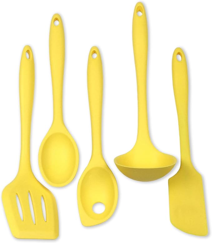 Chef Craft Premium Silicone Kitchen Tool and Utensil Set, 5 Piece, Yellow