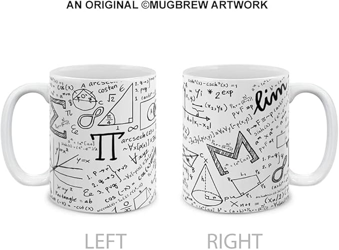 MUGBREW Math Equations Whiteboard Ceramic Coffee Mug Tea Cup, 11 OZ