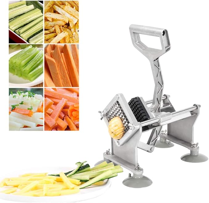 ROVSUN Commercial Vegetable Chopper French Fry Cutter Potato Slicer Fruit Chopper, Super Value Set of Suction Feet, 1/2'', 3/8'', 1/4'', 8-Wedge Blades and Pusher Blocks for Restaurant, Home & Kitchen