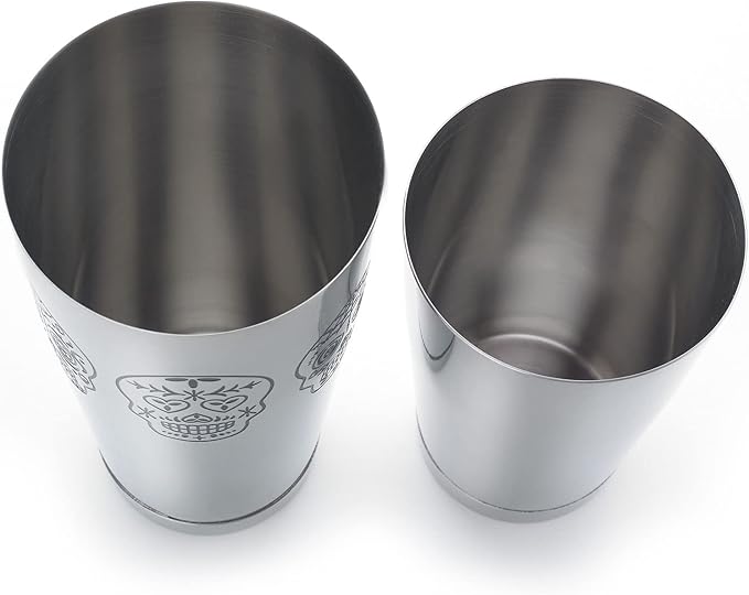Barfly Skull Cocktail Shaker Tin Set (18 oz and 28 oz),Stainless Steel, Skull,M37009SKU