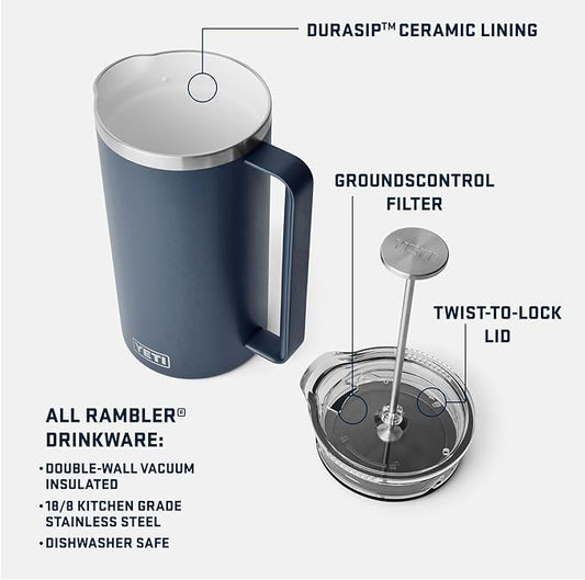 YETI Rambler 34 oz. French Press Coffee Maker, Ultramarine Violet