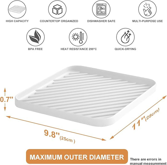 Silicone Organizer Tray for Kitchen Sink and Bathroom, Dishwasher Tray, Versatile Bathroom and Drawer Organizer Trays, Non-Slip Countertop (White)