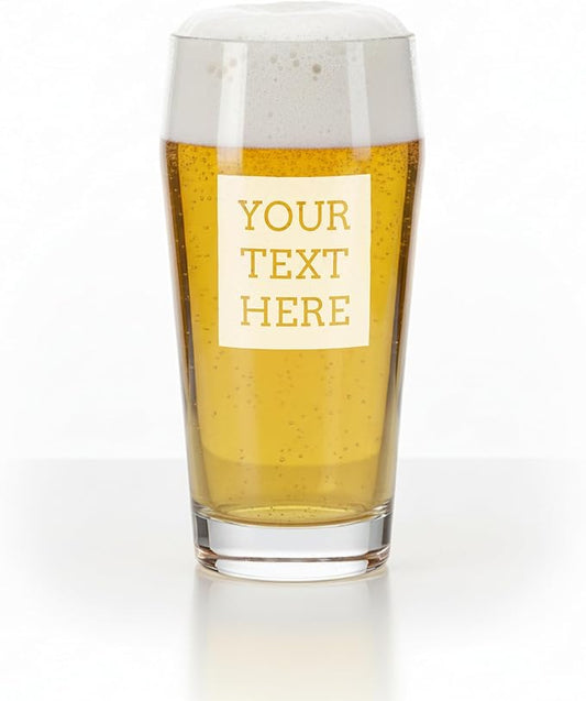 Sand Carved Willi Becher Glass, Custom Octoberfest Hops, Personalized with Text or Logo, Customized for Gifts, Weddings, Groomsmen, Breweries, Bars, Dishwasher Safe (16 oz)