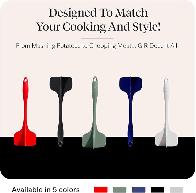 GIR: Get It Right Silicone Quad Meat Chopper - 12 in White - Heat-Resistant & Non-Stick - Potato Masher & Ground Beef Chopper Tool - Burger Smasher
