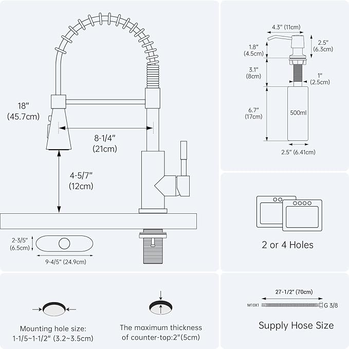 DAYONE Brushed Gold Touchless Kitchen Sink Faucets with Soap Dispenser, Pull Down Smart Hands-Free Spring Faucet for Kitchen Sink Motion Sensor Touch Faucet High Arc