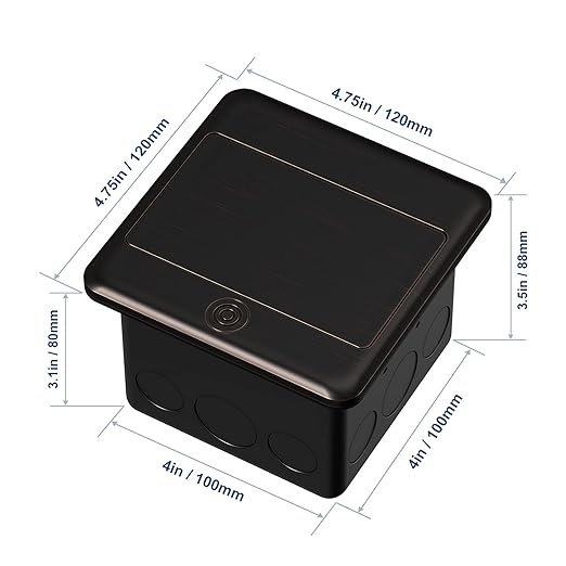 KYHSHJ 4.8A USB Chargers Pop Up Floor Waterproof Electrical Outlet Receptacle Stainless Steel Box,(Oil Rubbed Bronze)